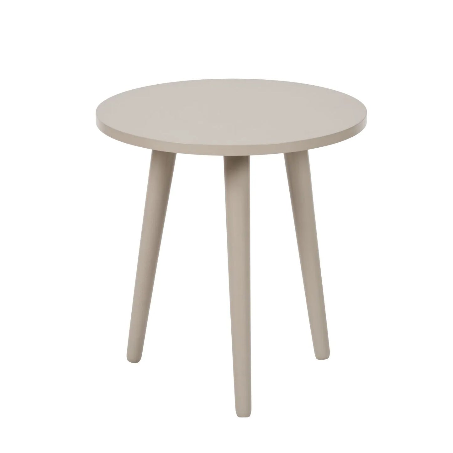 Stone Putty Tripod Pine Wood Side Table with 3 Legs – Modern Neutral Round Wooden Bedside Table 40x41x40cm - Click Style