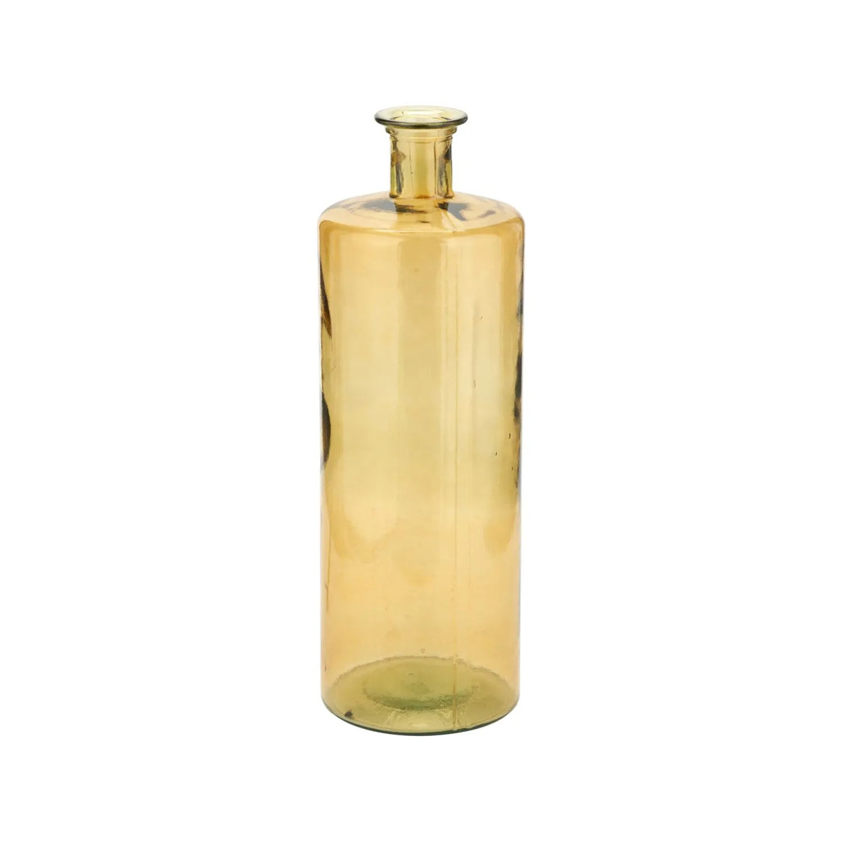 Tall Amber Yellow Recycled Glass Bottle Vase with Narrow Neck – Large Decorative Floor Standing Vase Alternate View 75x25x25cm | Click Style