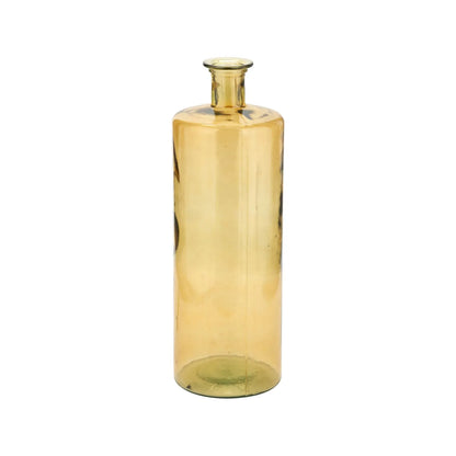 Tall Amber Yellow Recycled Glass Bottle Vase with Narrow Neck – Large Decorative Floor Standing Vase Alternate View 75x25x25cm | Click Style