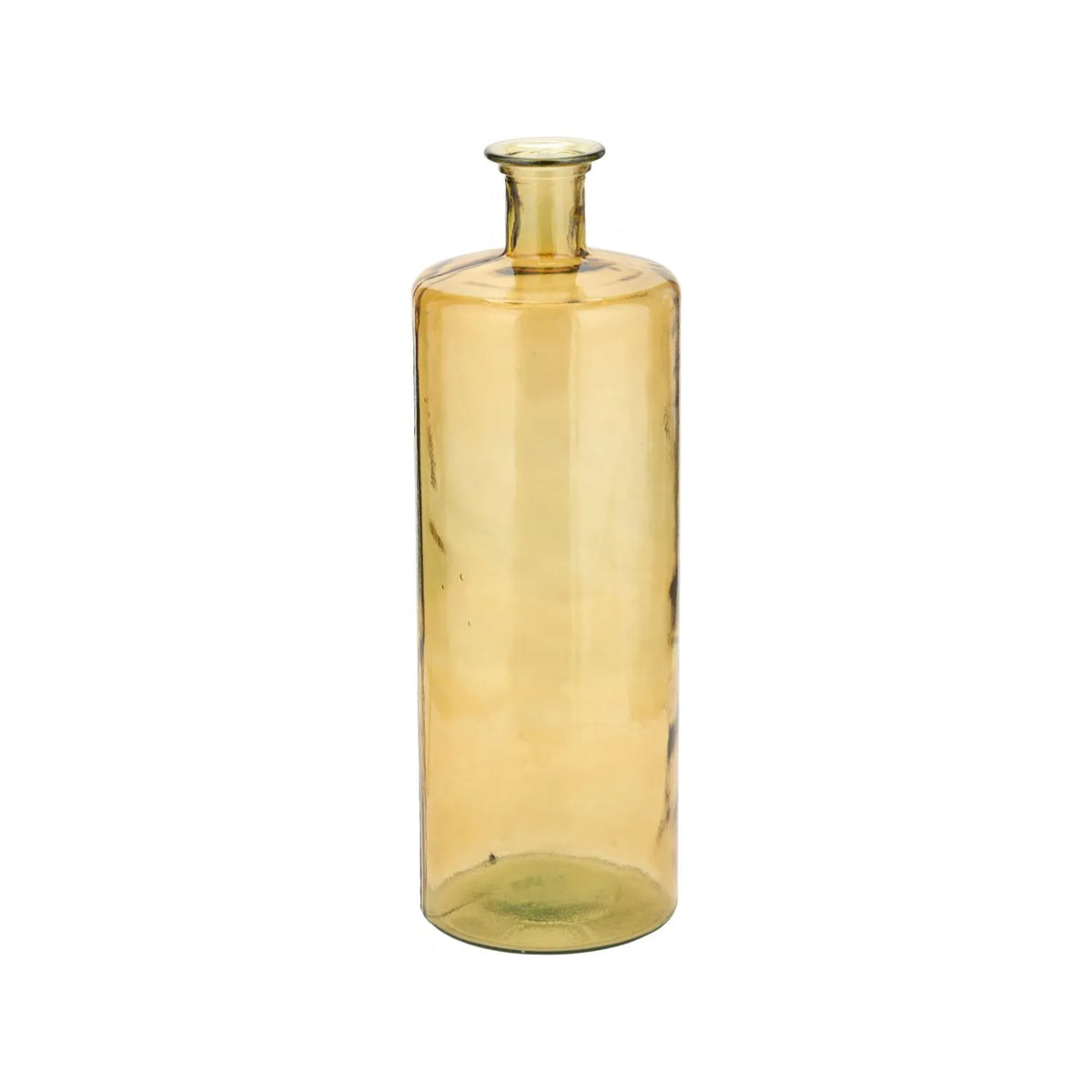 Tall Amber Yellow Recycled Glass Bottle Vase with Narrow Neck – Large Decorative Floor Standing Vase Full View 75x25x25cm | Click Style