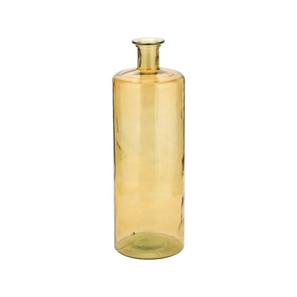 Tall Amber Yellow Recycled Glass Bottle Vase with Narrow Neck – Large Decorative Floor Standing Vase Full View 75x25x25cm | Click Style
