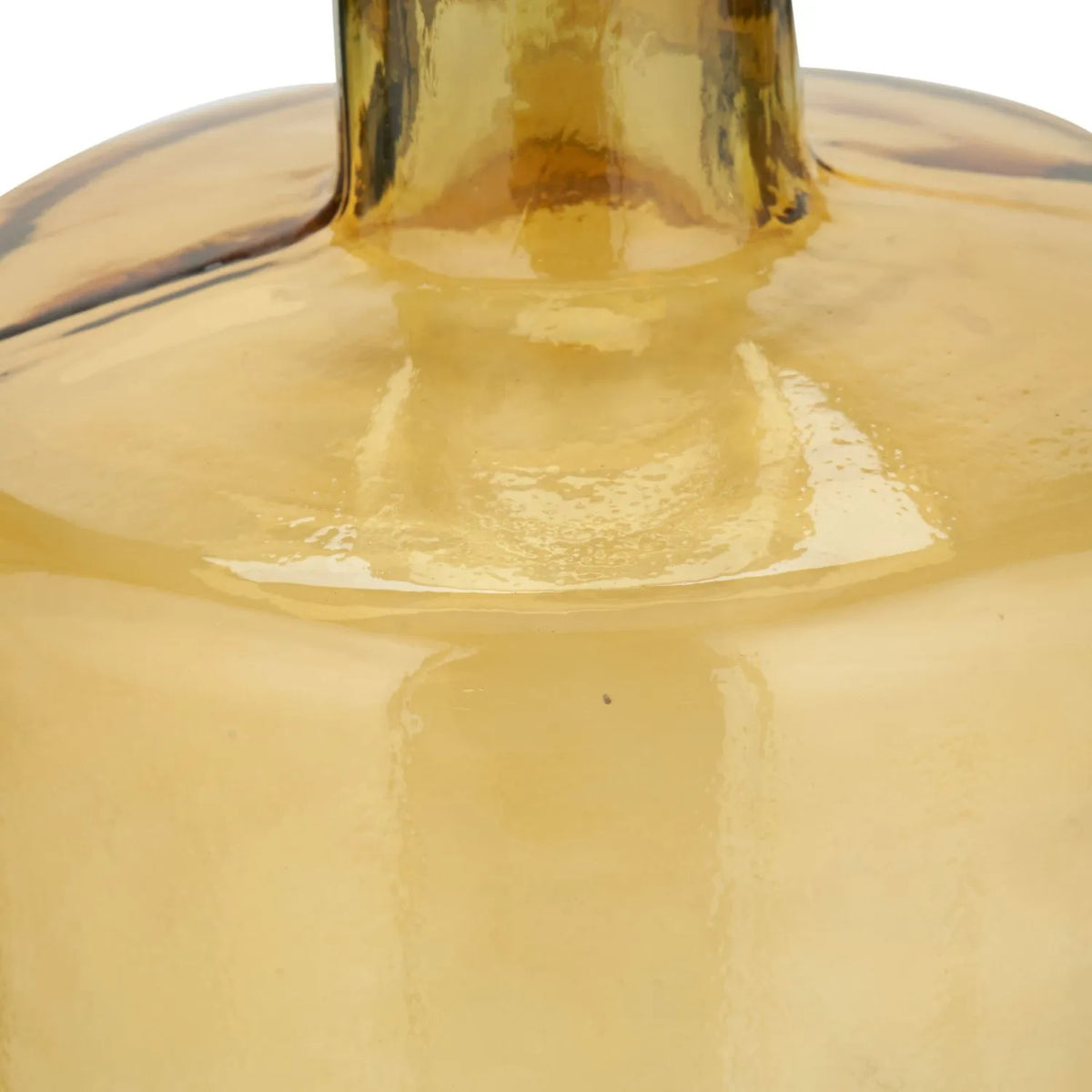 Tall Amber Yellow Recycled Glass Bottle Vase with Narrow Neck – Close-Up of Rounded Shoulder & Amber Recycled Glass 75x25x25cm | Click Style