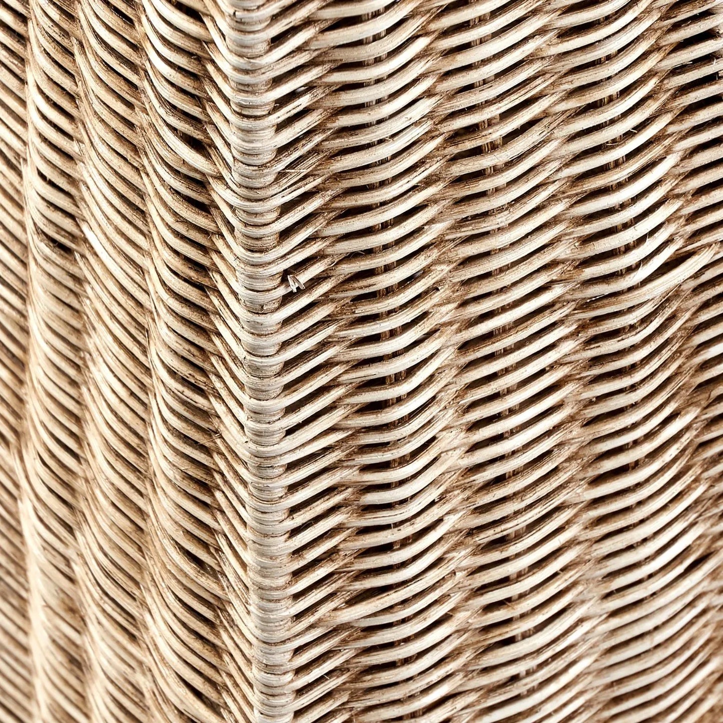 Tall Antique Cream-Washed Rattan Pyramid Floor Lamp Base With Gold Lampholder Woven Natural Rattan Floor Light 132x20x20cm | Click Style