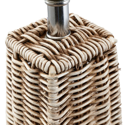 Tall Antique Cream-Washed Rattan Pyramid Floor Lamp Base With Gold Lampholder Woven Natural Rattan Floor Light 132x20x20cm | Click Style