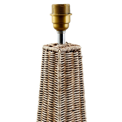 Tall Antique Cream-Washed Rattan Pyramid Floor Lamp Base With Gold Lampholder Woven Natural Rattan Floor Light 132x20x20cm | Click Style