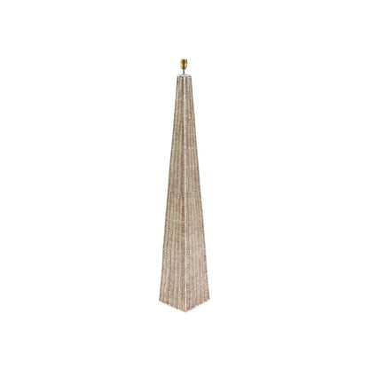 Tall Antique Cream-Washed Rattan Pyramid Floor Lamp Base With Gold Lampholder Woven Natural Rattan Floor Light 132x20x20cm | Click Style