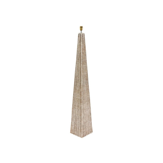 Tall Antique Cream-Washed Rattan Pyramid Floor Lamp Base With Gold Lampholder Woven Natural Rattan Floor Light 132x20x20cm | Click Style