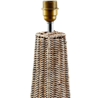 Tall Antique Cream-Washed Rattan Pyramid Floor Lamp With 48cm Cream Cotton Tapered Lampshade – Woven Natural Floor Light 154x48x48cm | Click Style