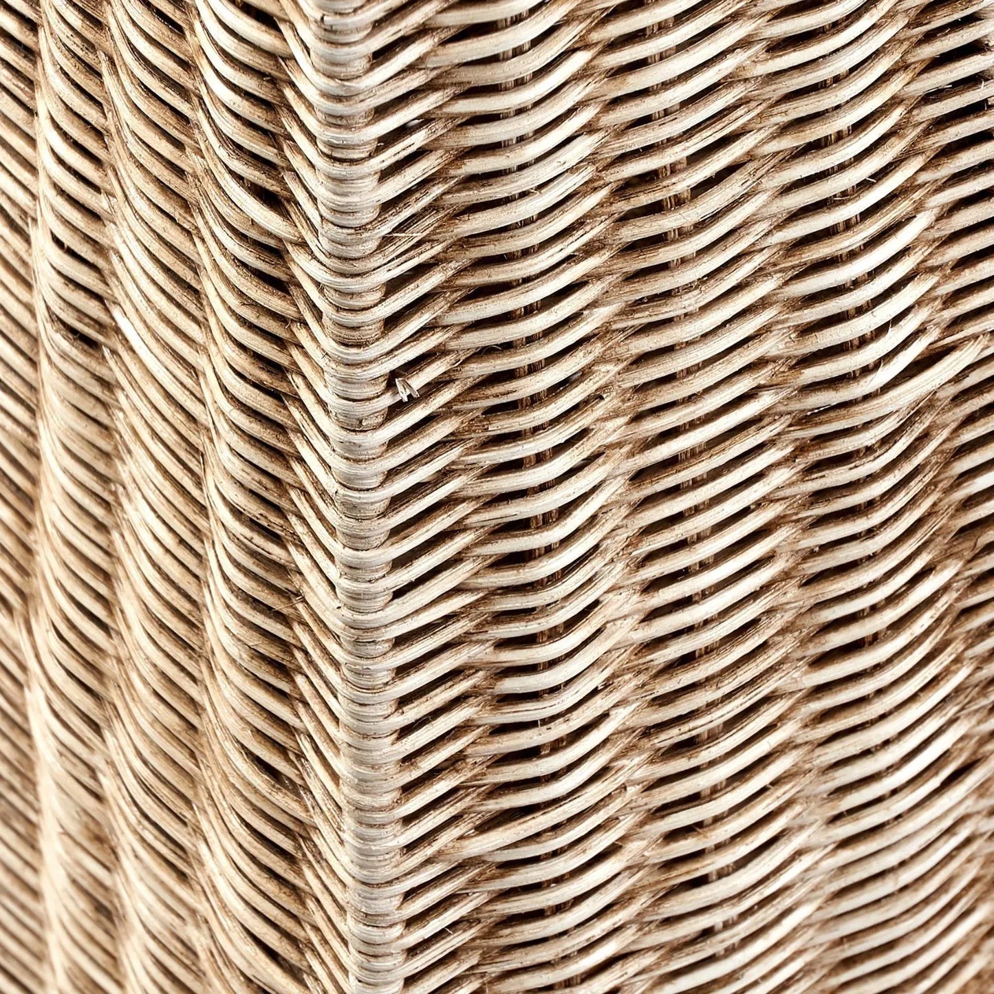 Tall Antique Cream-Washed Rattan Pyramid Floor Lamp With 48cm Cream Cotton Tapered Lampshade – Woven Natural Floor Light 154x48x48cm | Click Style