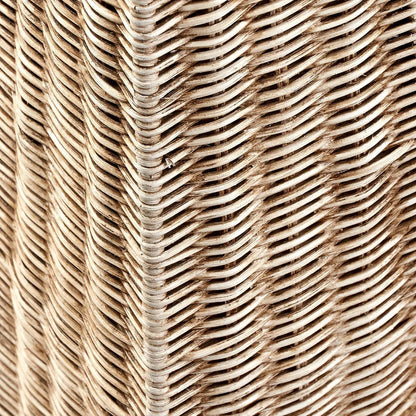 Tall Antique Cream-Washed Rattan Pyramid Floor Lamp With 48cm Cream Cotton Tapered Lampshade – Woven Natural Floor Light 154x48x48cm | Click Style