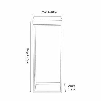 Tall Beige Polished Granite Square Side Table With Burnished Gold Metal Legs – Modern Stone-Top Accent Table Dimensions 77x30x30cm | Click Style