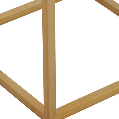 Tall Beige Polished Granite Square Side Table With Burnished Gold Metal Legs – Modern Stone-Top Accent Table 77x30x30cm | Click Style