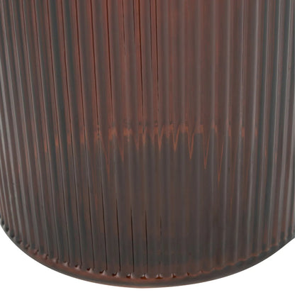 Tall Chestnut Brown Recycled Glass Ribbed Vase with Rolled Rim – Large Floor Standing Vase 72x26x26cm – Ribbed Glass Base Detail | Click Style