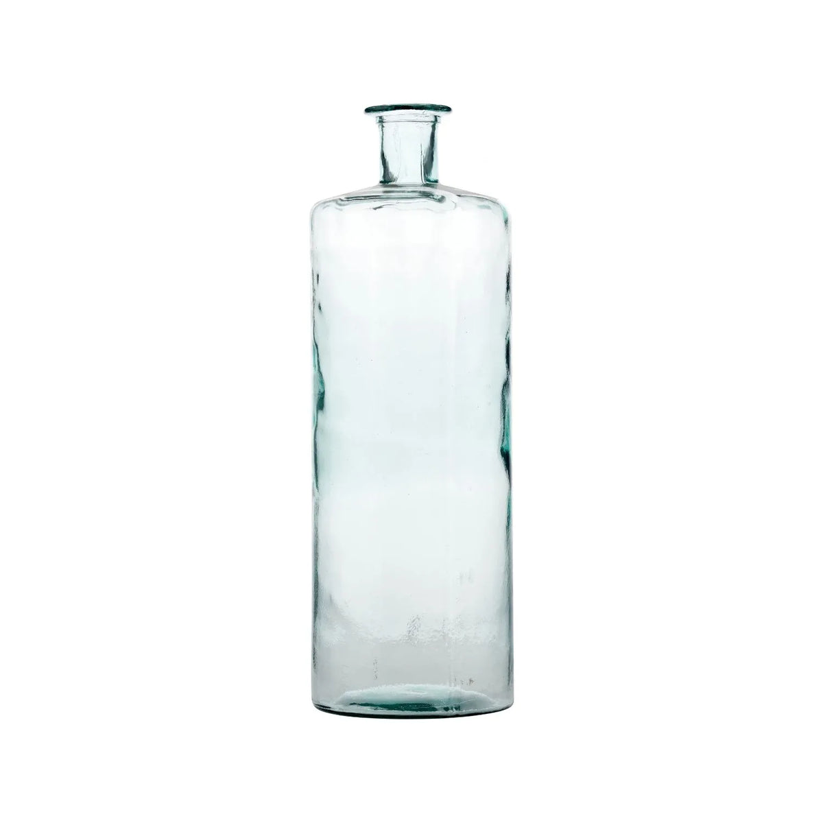 Tall Clear Recycled Glass Bottle Vase with Narrow Neck – Large Decorative Floor Standing Vase 75x25x25cm – Full Front View Showing Tall Bottle Shape & Narrow Neck | Click Style