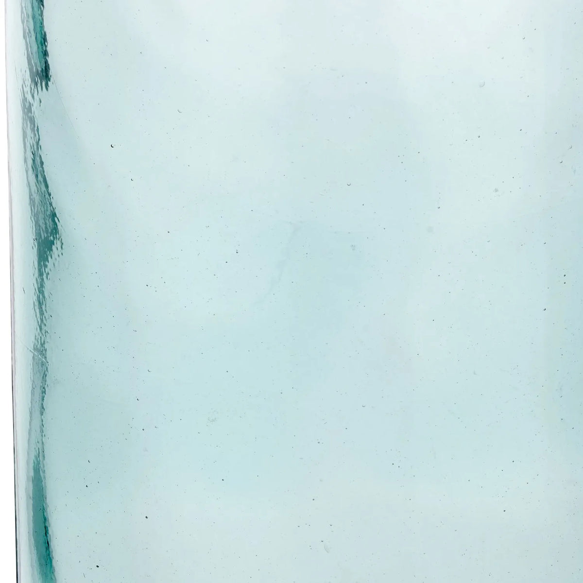 Tall Clear Recycled Glass Bottle Vase with Narrow Neck – Large Decorative Floor Standing Vase 75x25x25cm – Close-Up of Clear Recycled Glass with Natural Bubbles & Variations | Click Style