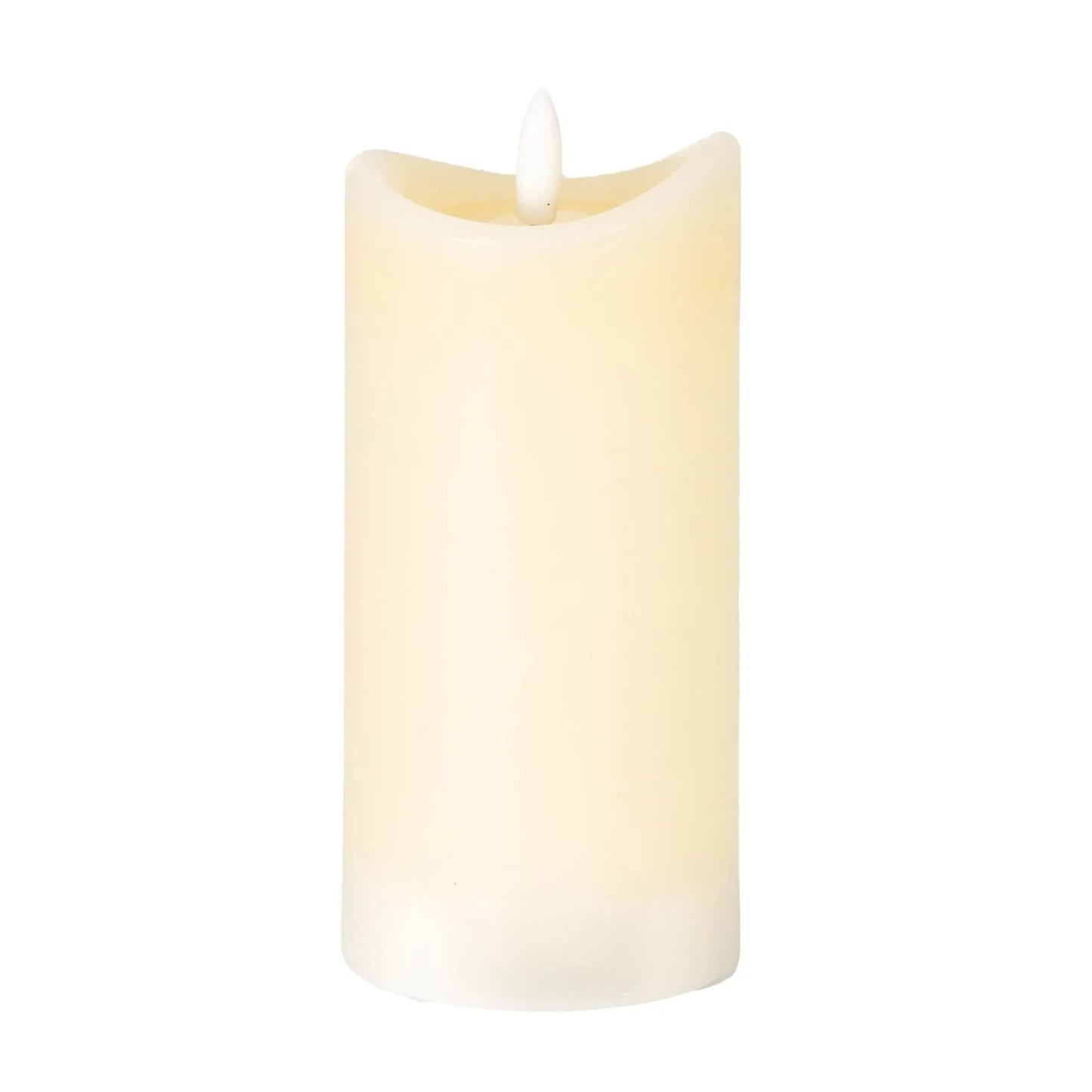 Tall Cream Melted-Effect Real Wax LED Flameless Pillar Candle with Realistic Flickering Flame – Battery Operated Decorative Light 15x7x7cm | Click Style