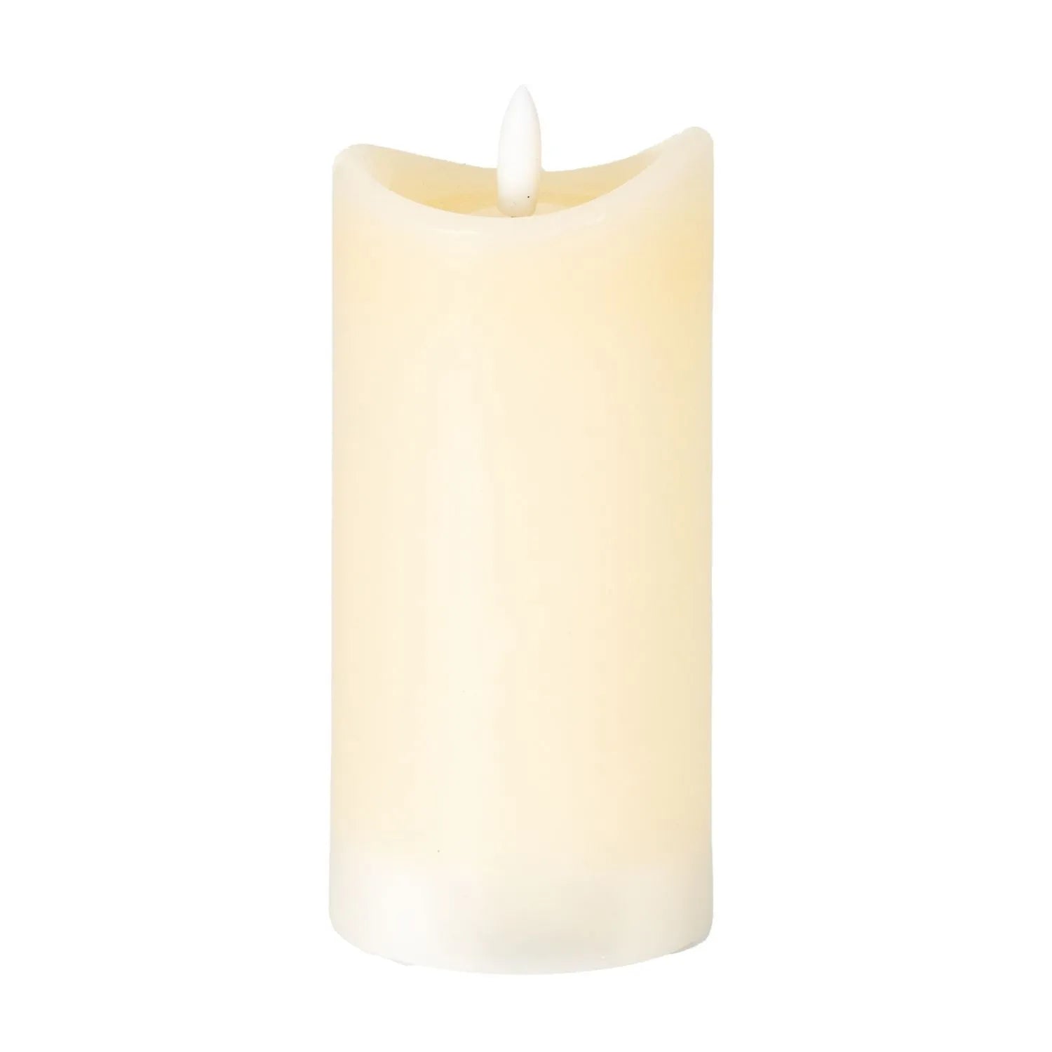 Tall Cream Melted-Effect Real Wax LED Flameless Pillar Candle with Realistic Flickering Flame – Battery Operated Decorative Light 15x7x7cm | Click Style