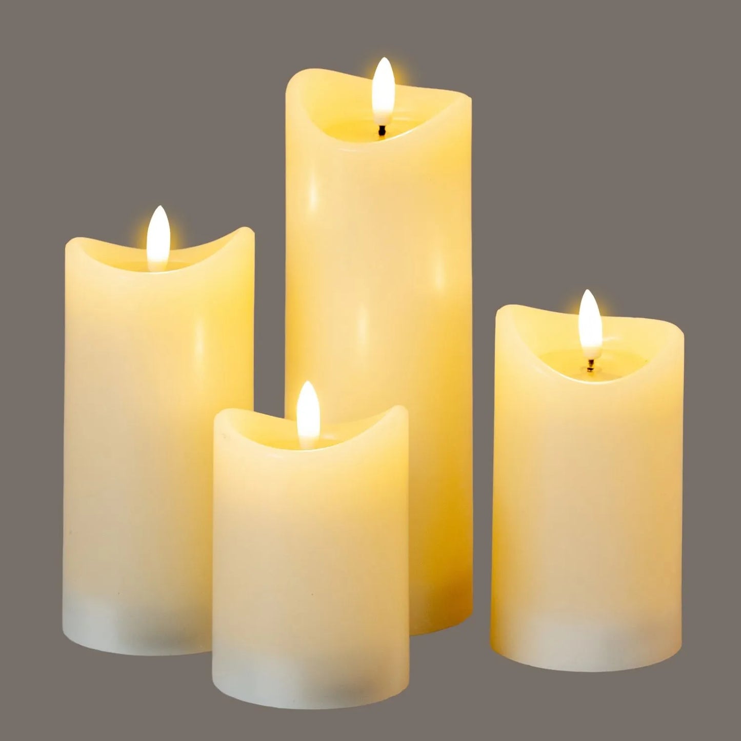 Tall Cream Melted-Effect Real Wax LED Flameless Pillar Candle with Realistic Flickering Flame – Battery Operated Decorative Light 15x7x7cm | Click Style