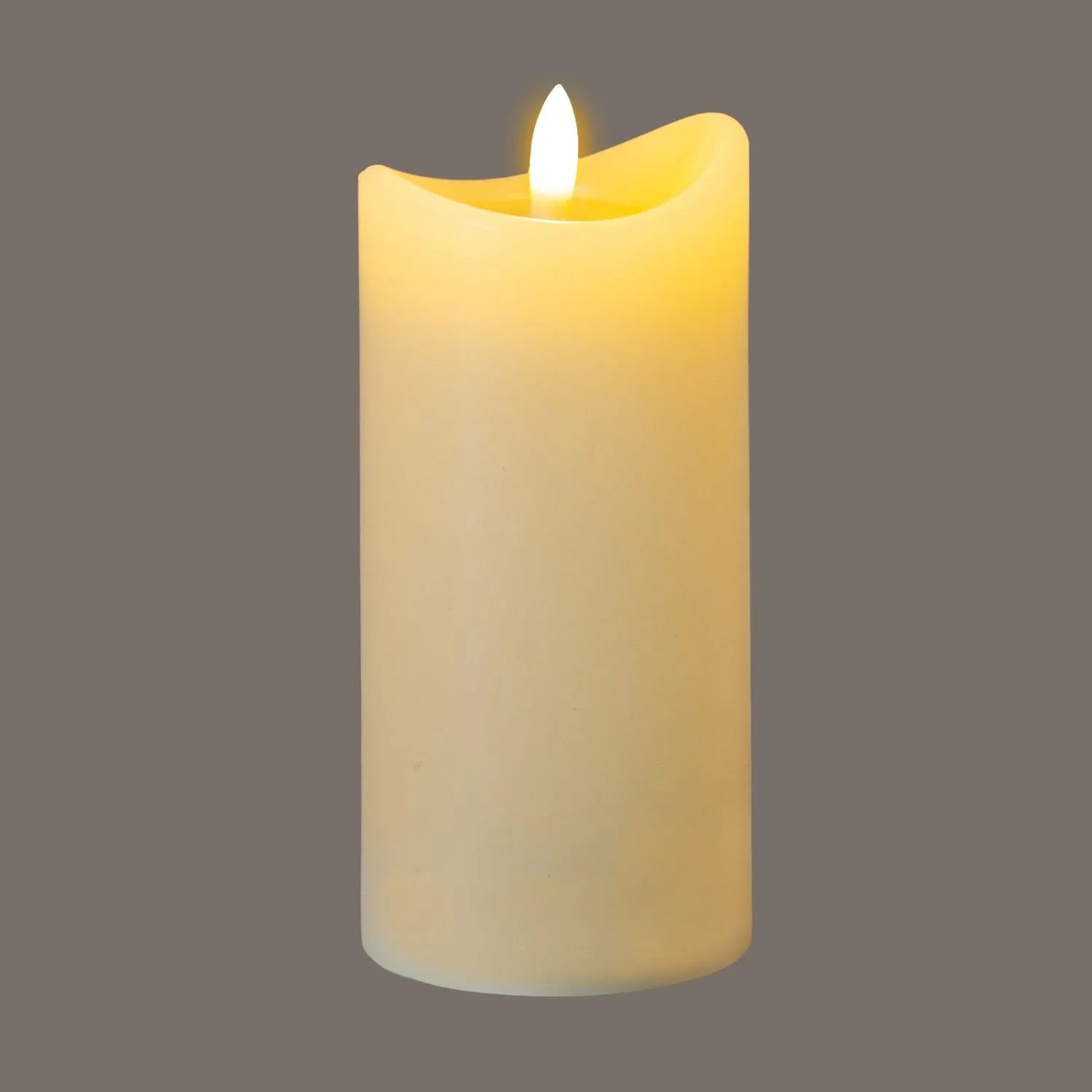 Tall Cream Melted-Effect Real Wax LED Flameless Pillar Candle with Realistic Flickering Flame – Battery Operated Decorative Light 15x7x7cm | Click Style