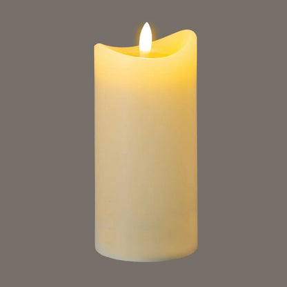 Tall Cream Melted-Effect Real Wax LED Flameless Pillar Candle with Realistic Flickering Flame – Battery Operated Decorative Light 15x7x7cm | Click Style