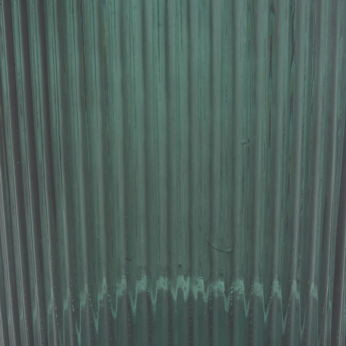 Tall Deep Sea Green Recycled Glass Ribbed Vase with Rolled Rim – Large Floor Standing Vase 72x26x26cm – Close-Up Showing Vertical Ribbed Glass Texture & Natural Variations | Click Style