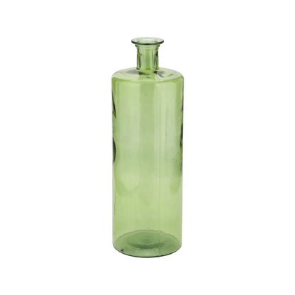 Tall Forest Green Recycled Glass Bottle Vase with Narrow Neck – Large Decorative Floor Standing Vase 75x25x25cm – Alternate Full View of Tall Bottle Shape | Click Style