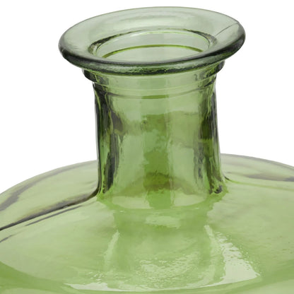Tall Forest Green Recycled Glass Bottle Vase with Narrow Neck – Large Decorative Floor Standing Vase 75x25x25cm – Close-Up of Rolled Glass Rim & Narrow Neck | Click Style