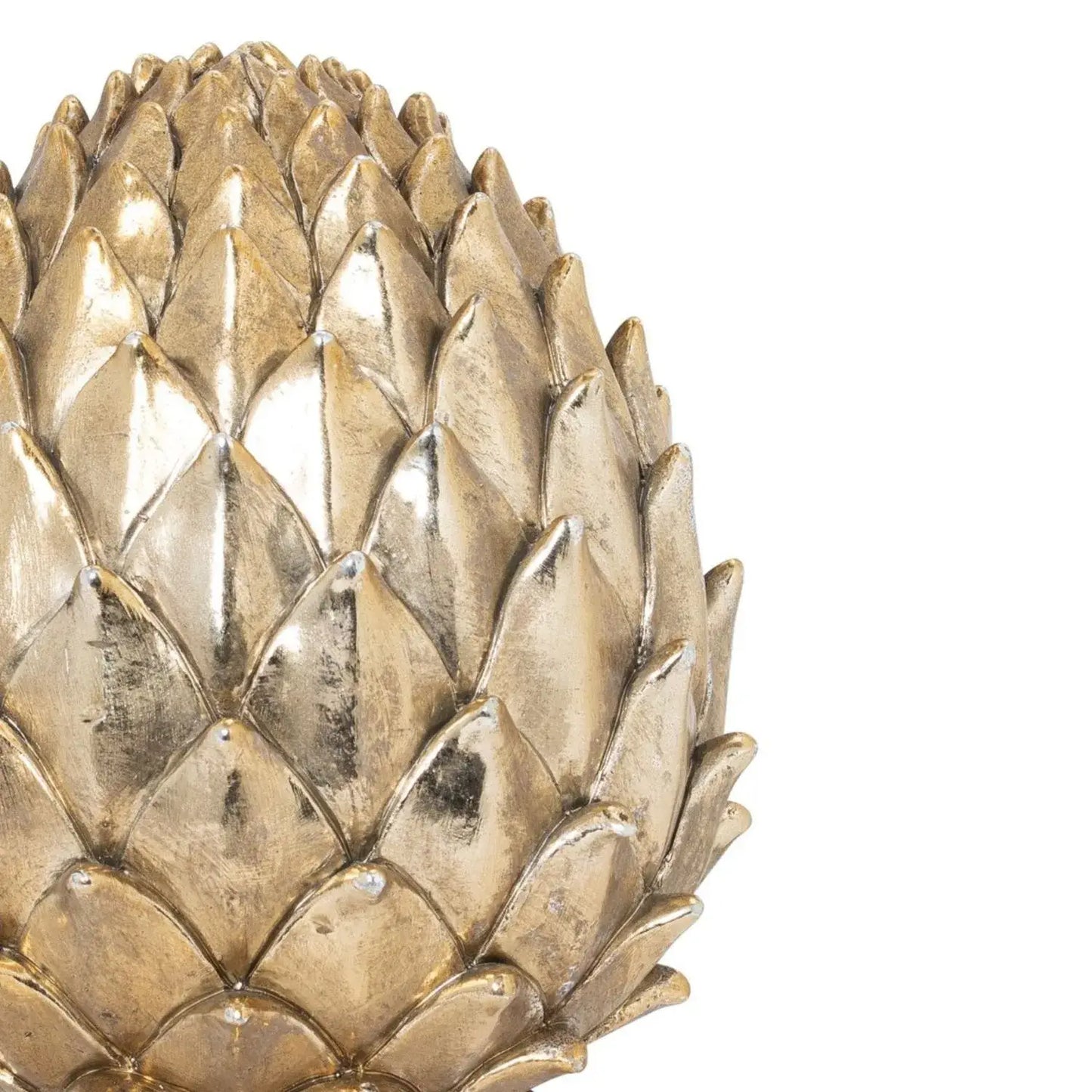 Tall Gold Ceramic Pinecone Ornament on Pedestal Stand with Metallic Finish – Decorative Centrepiece for Home Decor 30x19cm - Click Style