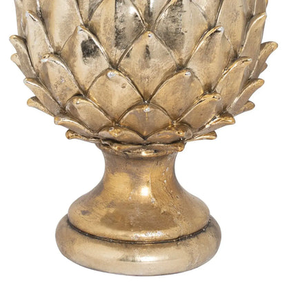 Tall Gold Ceramic Pinecone Ornament on Pedestal Stand with Metallic Finish – Decorative Centrepiece for Home Decor 30x19cm - Click Style