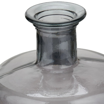 Tall Grey Recycled Glass Bottle Vase with Narrow Neck – close-up of rolled glass rim and bottle neck | Click Style