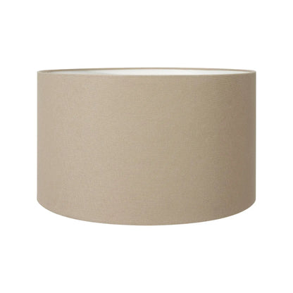 Jenny Worrall Tall Guinea Fowl Cream Champagne & Gold Glass Table Lamp with 40cm Beige Taupe Handloom Drum Shade – Handcrafted Cylindrical Statement Lighting 63x40x40cm | Click Style