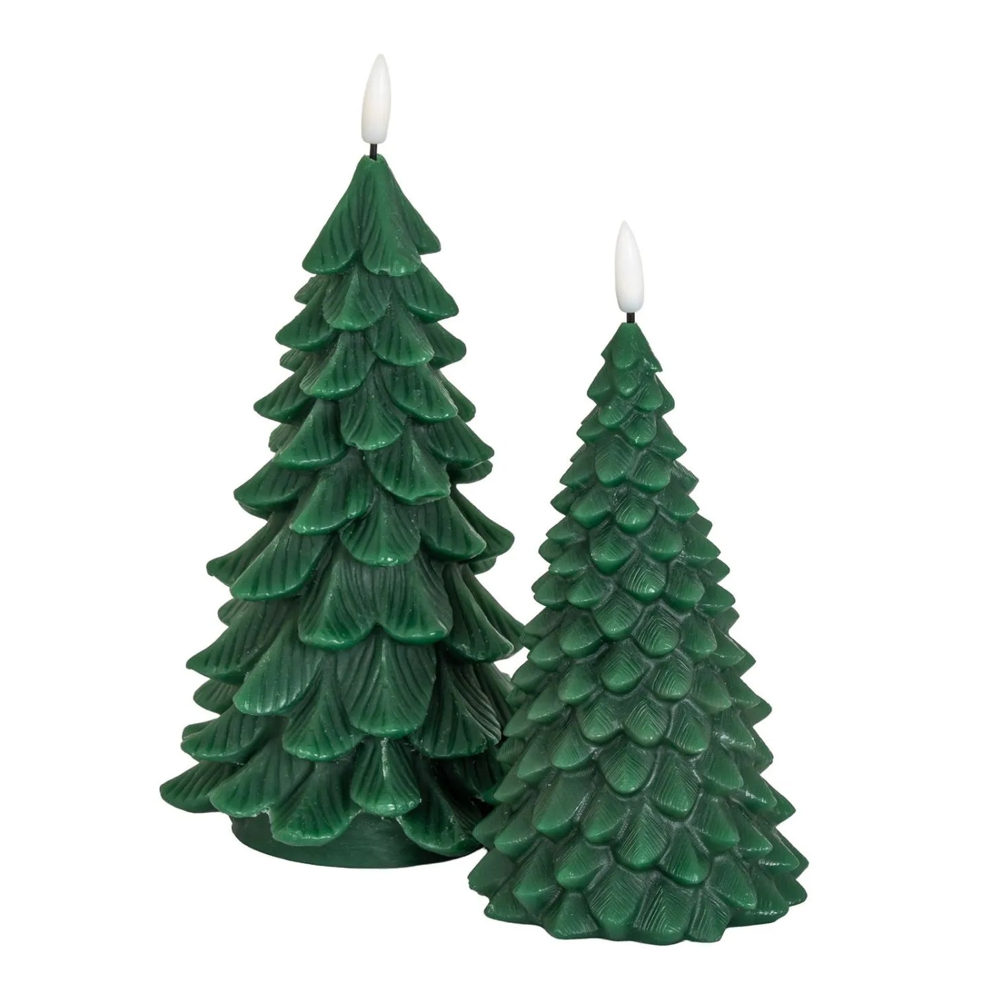 Tall Layered Forest Green Real Wax LED Christmas Tree Candle With Realistic Flickering Flame Festive Battery Operated Decorative Light 22x11x11cm | Click Style