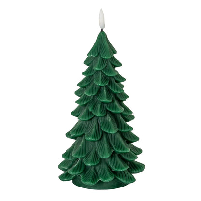 Tall Layered Forest Green Real Wax LED Christmas Tree Candle With Realistic Flickering Flame Festive Battery Operated Decorative Light 22x11x11cm | Click Style