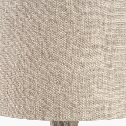 Tall Matt Brown Organic Mouth-Blown Glass Bottle Table Lamp with Tall Natural Linen Drum Shade – Handcrafted Marbled Glass Lighting 66x22x22cm | Click Style