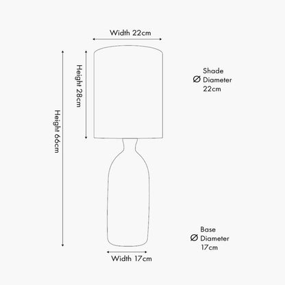 Tall Matt Brown Organic Mouth-Blown Glass Bottle Table Lamp with Tall Natural Linen Drum Shade – Handcrafted Marbled Glass Lighting Dimensions 66x22x22cm | Click Style