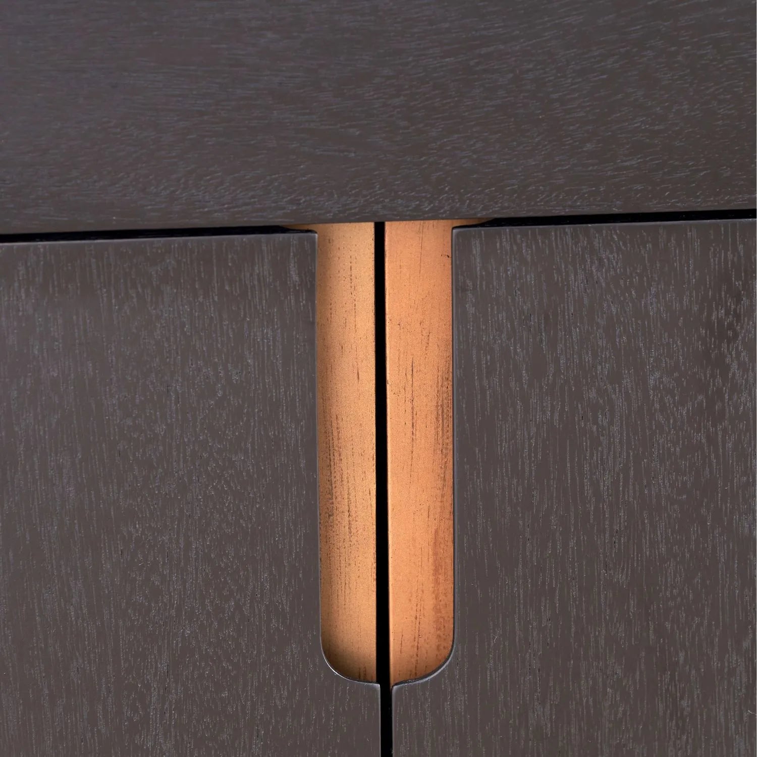 Tall Modern Scandi Black & Natural Acacia Wood Storage & Display Cabinet with 3 Doors & 2 Drawers – Niche Wooden Shelving Unit 140x110x40cm | Click Style