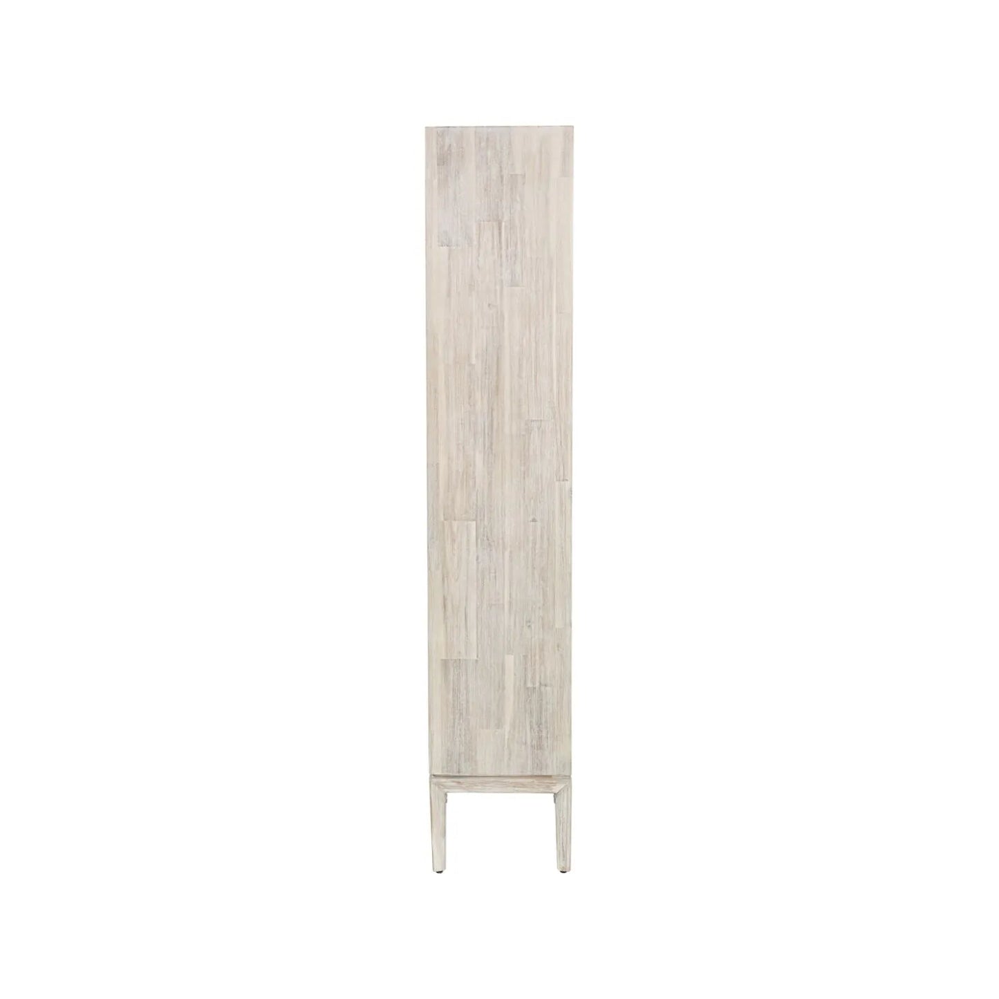 Tall Modern Scandi Whitewashed Acacia Wood Bookcase with 2 Drawers – 7-Niche Wooden Display Storage Bookshelf Unit for Living Rooms, Home Offices & Hallways Side 180x100x35cm | Click Style