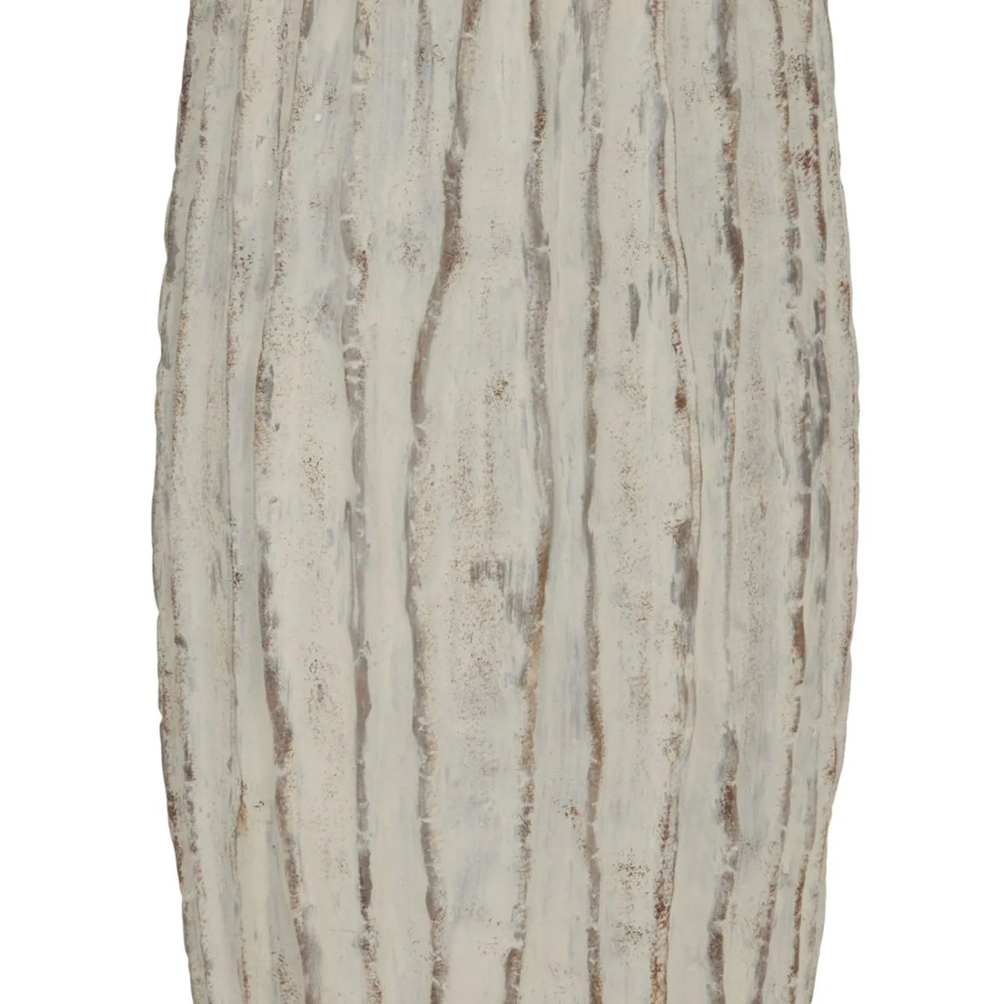 Tall Neutral Grey & White-Washed Textured Ceramic Vase with Carved Vertical Detailing – Large Floor-Standing Decorative Vase 70x27x27cm | Click Style