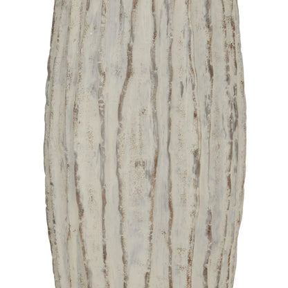 Tall Neutral Grey & White-Washed Textured Ceramic Vase with Carved Vertical Detailing – Large Floor-Standing Decorative Vase 70x27x27cm | Click Style