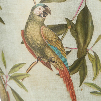 Jenny Worrall Tall Parrots Distressed Gold & Off-White Glass Table Lamp Base with Antique Brass Feet – Handcrafted Urn-Shaped Tropical Bird & Leaf Foliage Lighting 48x20x20cm | Click Style