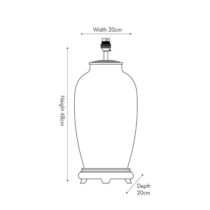 Jenny Worrall Tall Parrots Distressed Gold & Off-White Glass Table Lamp with Pistachio Green Linen Drum Shade Base Dimensions | Click Style