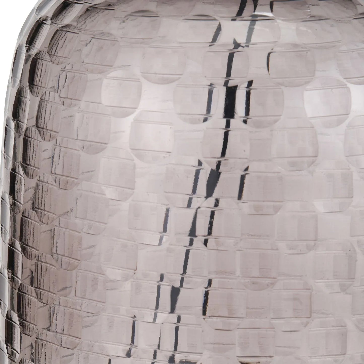 Tall Rotund Smoked Grey Hand-Cut Glass Table Lamp Base with Antique Brass Fitting – Textured Circular Pattern Design 40x23x23cm | Click Style