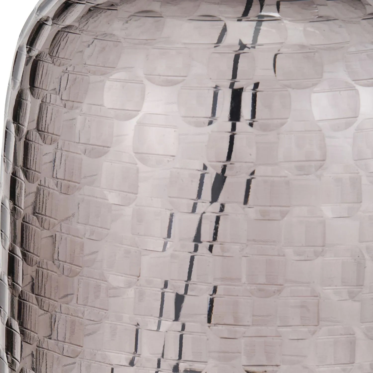 Tall Rotund Smoked Grey Hand-Cut Glass Table Lamp Base with Antique Brass Fitting – Textured Circular Pattern Design 40x23x23cm | Click Style