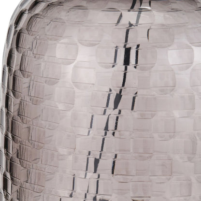 Tall Rotund Smoked Grey Hand-Cut Glass Table Lamp Base with Antique Brass Fitting – Textured Circular Pattern Design 40x23x23cm | Click Style