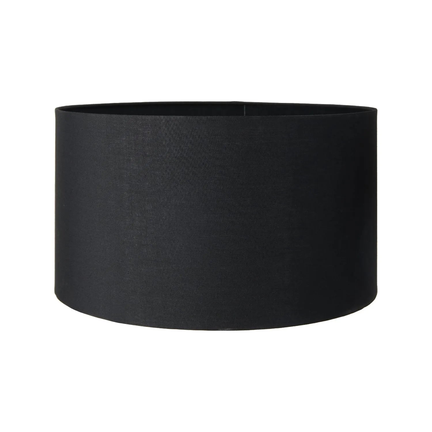 Tall Rotund Smoked Grey Hand-Cut Glass Table Lamp with 35cm Black Cotton Drum Shade & Antique Brass Fitting – Textured Circular Pattern Design 56x35x35cm | Click Style