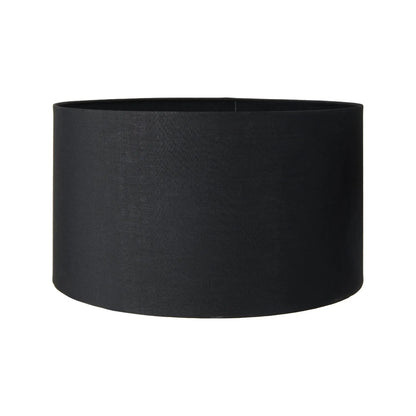 Tall Rotund Smoked Grey Hand-Cut Glass Table Lamp with 35cm Black Cotton Drum Shade & Antique Brass Fitting – Textured Circular Pattern Design 56x35x35cm | Click Style