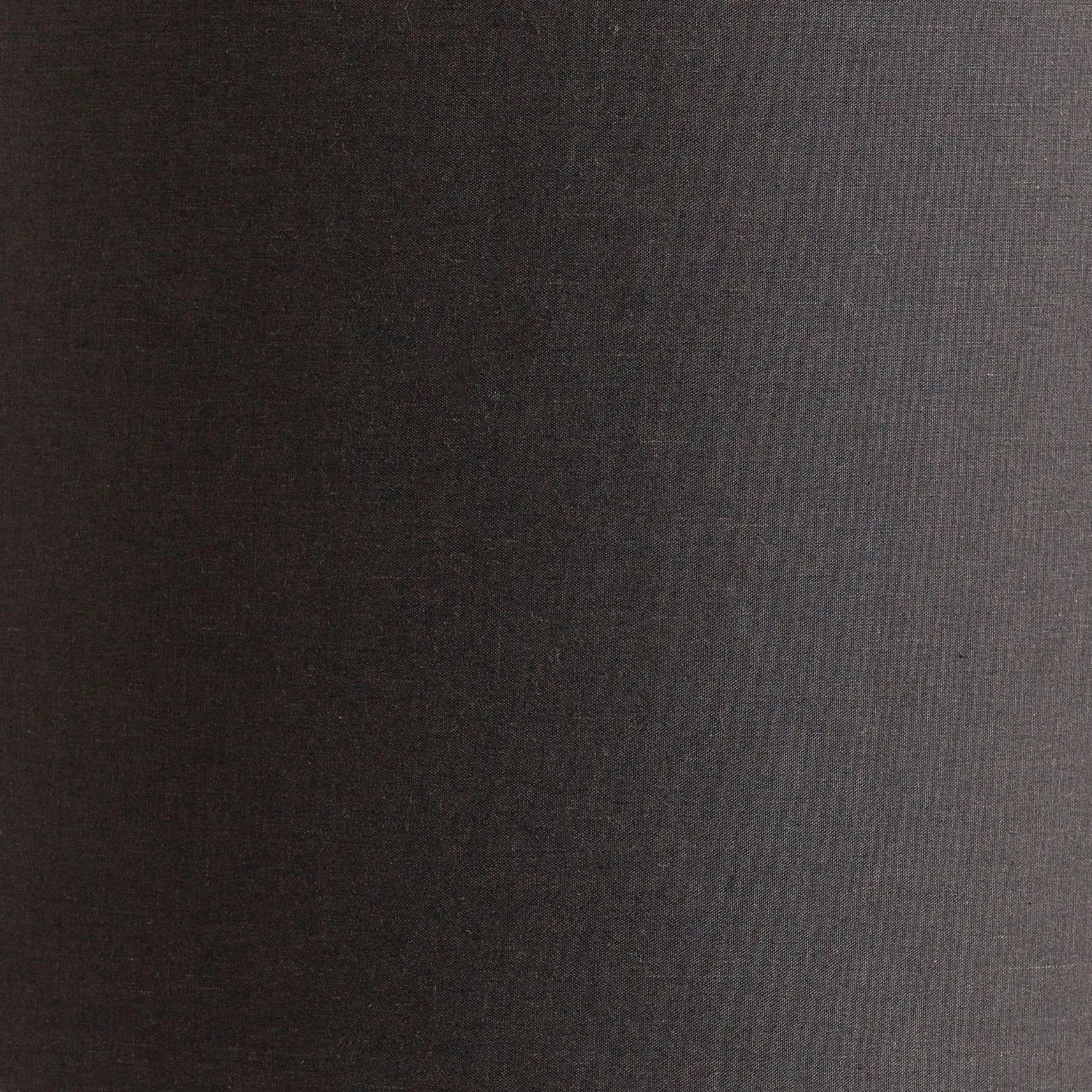 Tall Rotund Smoked Grey Hand-Cut Glass Table Lamp with 35cm Black Cotton Drum Shade & Antique Brass Fitting – Textured Circular Pattern Design 56x35x35cm | Click Style