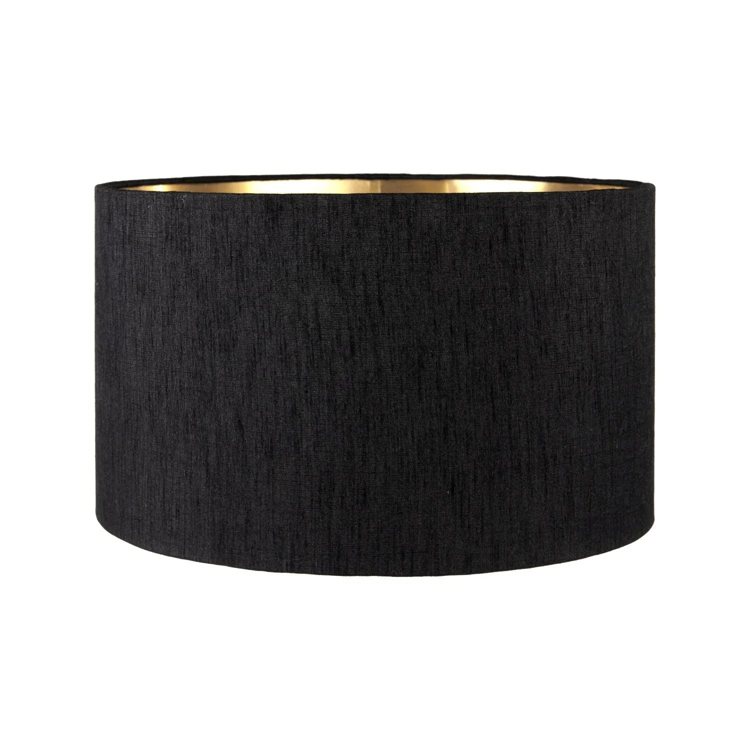 Tall Rotund Smoked Grey Hand-Cut Glass Table Lamp with 35cm Black Slubbed Silk Gold-Lined Drum Shade & Antique Brass Fitting – Textured Circular Pattern Design 56x35x35cm | Click Style
