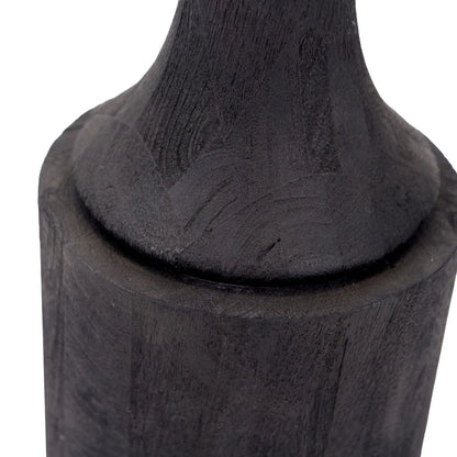 Tall Rustic Black Mango Wood Floor Lamp Base with Sculptural Long Tapered Neck – Hand-Carved Statement Wooden Light 134x22x22cm - Click Style