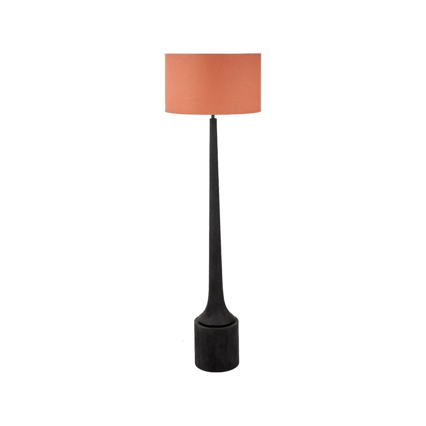 Tall Rustic Black Mango Wood Floor Lamp Base with Sculptural Long Tapered Neck – Hand-Carved Statement Wooden Light 134x22x22cm - Click Style